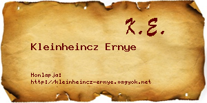Kleinheincz Ernye névjegykártya